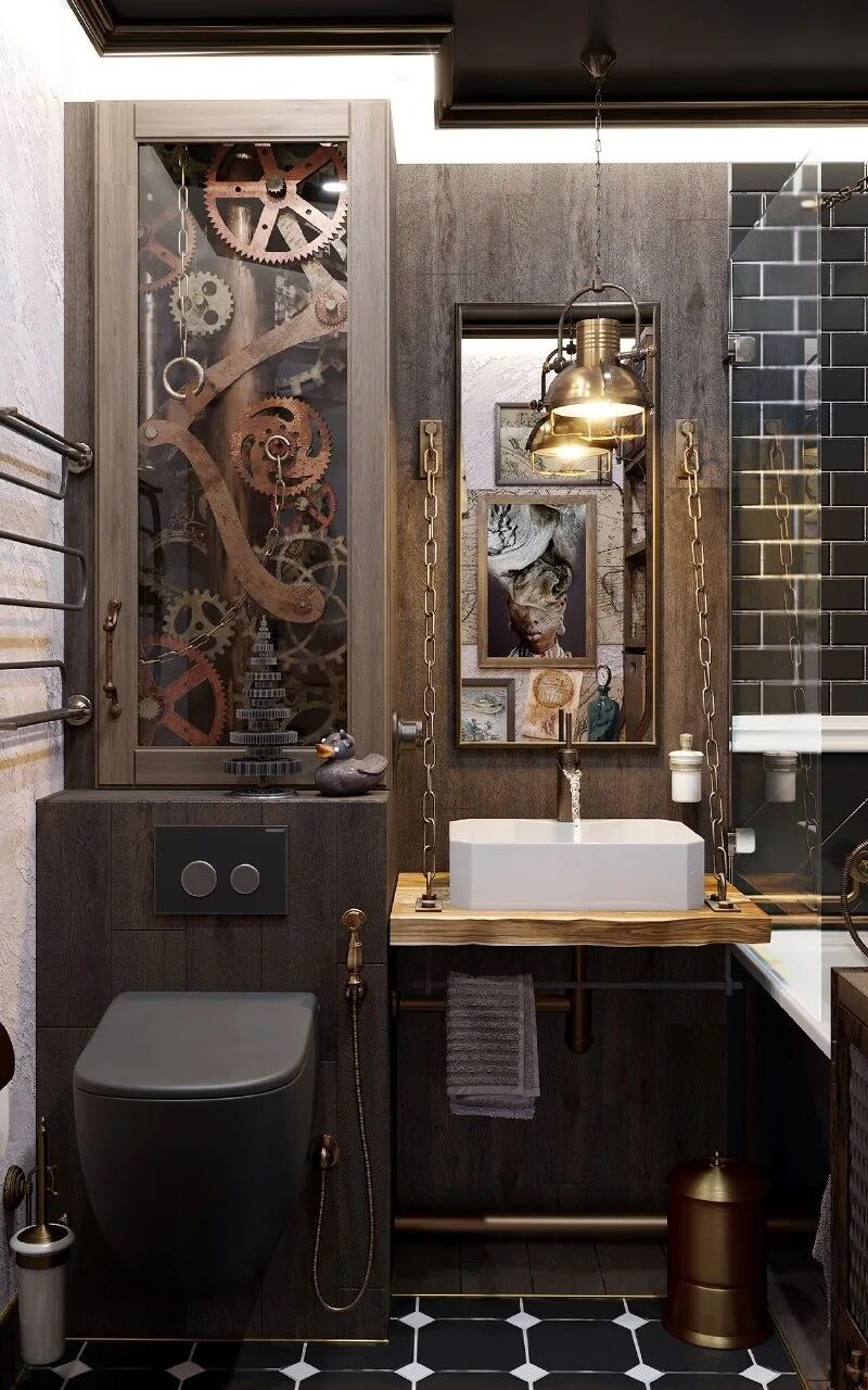 steampunk interior design wc