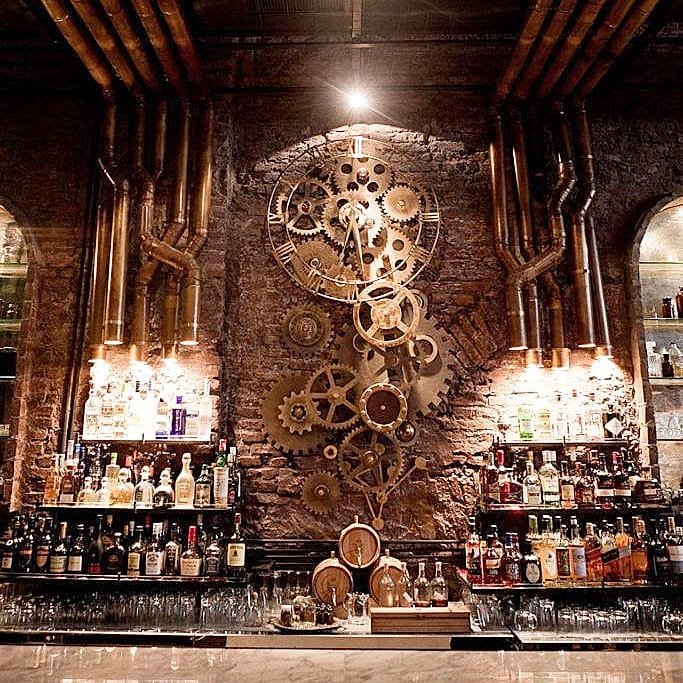 steampunk interior design bar