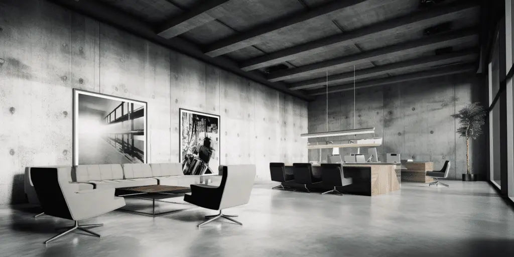 brutalist interior design office