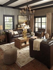 modern colonial interior design leather couch