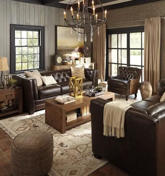 modern colonial interior design leather couch