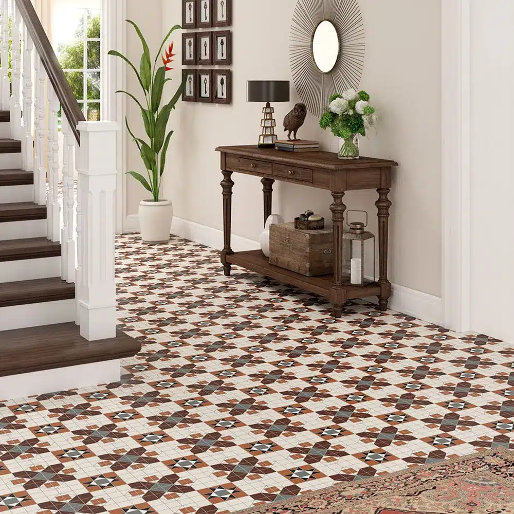 modern colonial interior design floor tiles