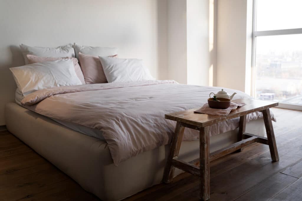 neutral minimalist bedroom