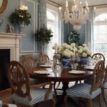 Colonial dining room with wood and wicker