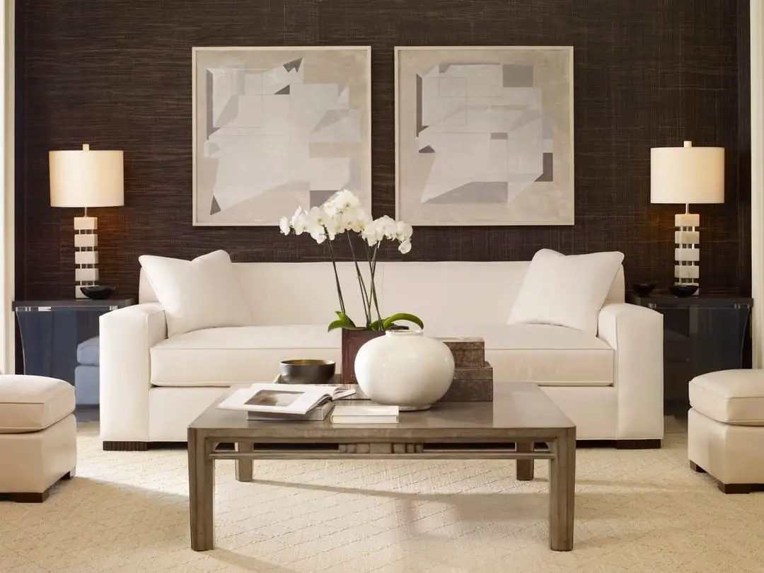 MCM living room furniture with dark wall
