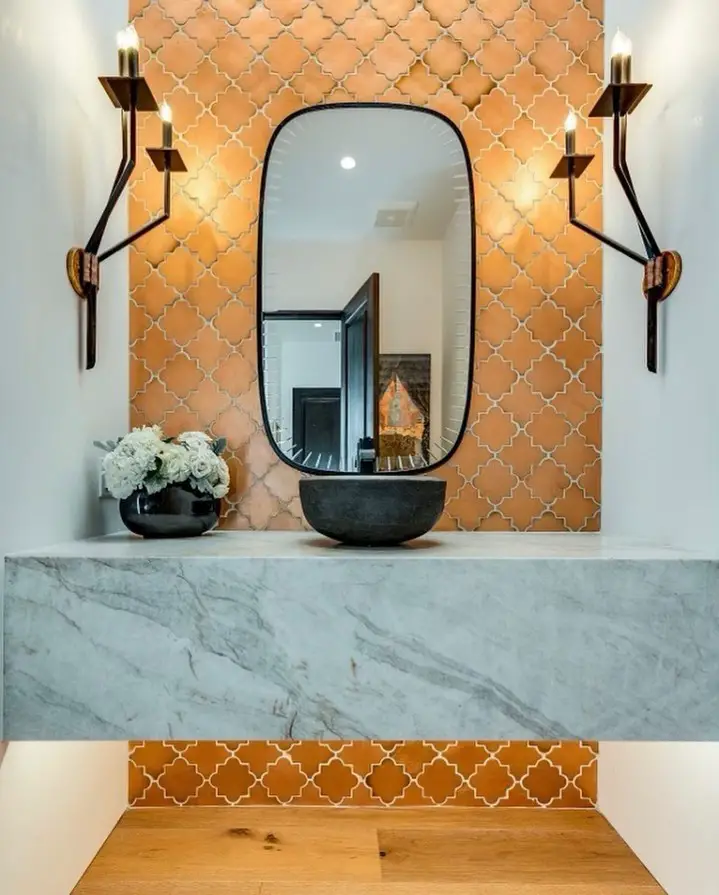 modern hacienda bathroom marble
