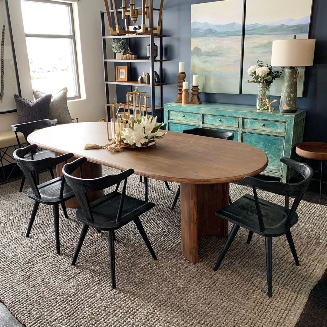 mid century modern dining table for 6 people