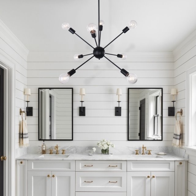 mid-century modern bathroom chandelier